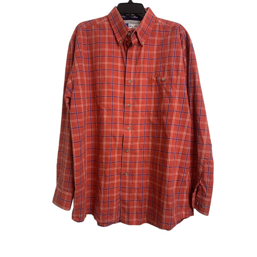 Wrangler George Strait Cowboy Cut Collection‎ Plaid Shirt Size XL Red